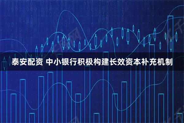 泰安配资 中小银行积极构建长效资本补充机制
