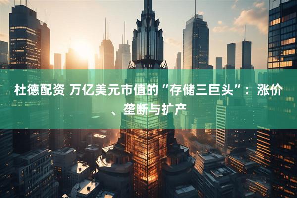 杜德配资 万亿美元市值的“存储三巨头”：涨价、垄断与扩产